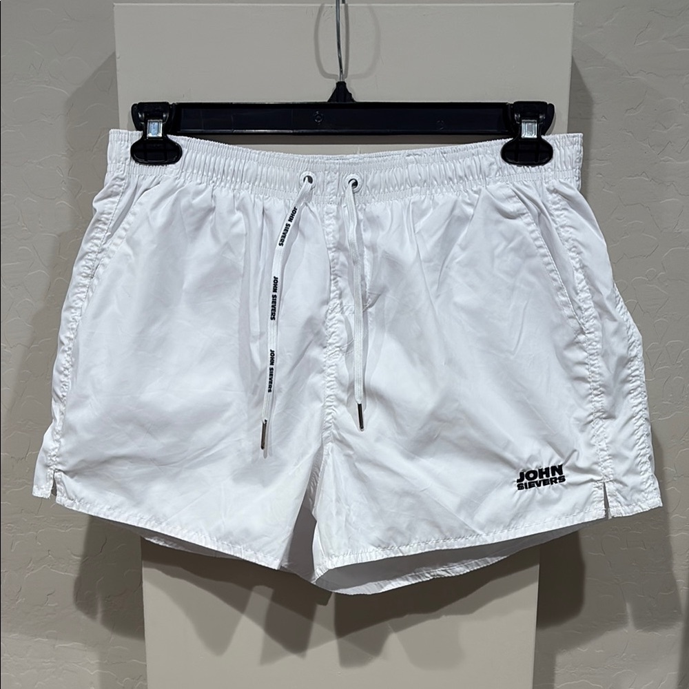 John Sievers White Athletic Swim Shorts Lightweight Design